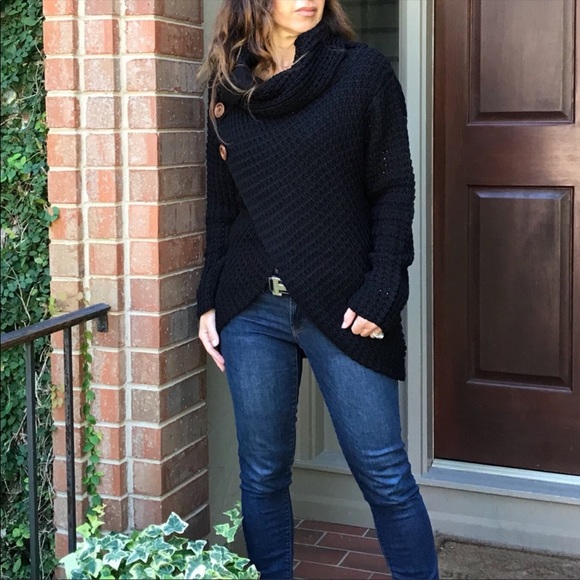 ✨LAST ONE ✨Black waffle knit cowl neck sweater - Picture 6 of 8